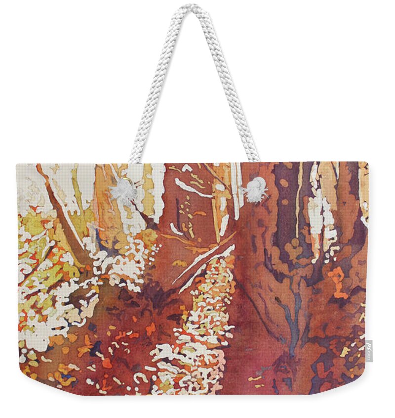 Trees Weekender Tote Bag featuring the painting Fall Light by Jenny Armitage