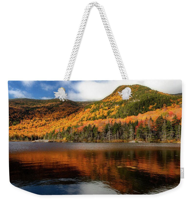 Beaver Pond New Hampshire In Fall Weekender Tote Bag featuring the photograph Fall Reflections Beaver Pond by Dan Sproul