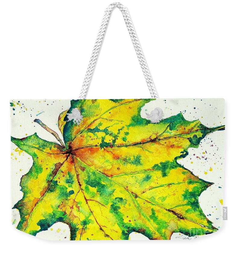 Fall Foliage Weekender Tote Bag featuring the painting Falling for Sue by Lisa Debaets