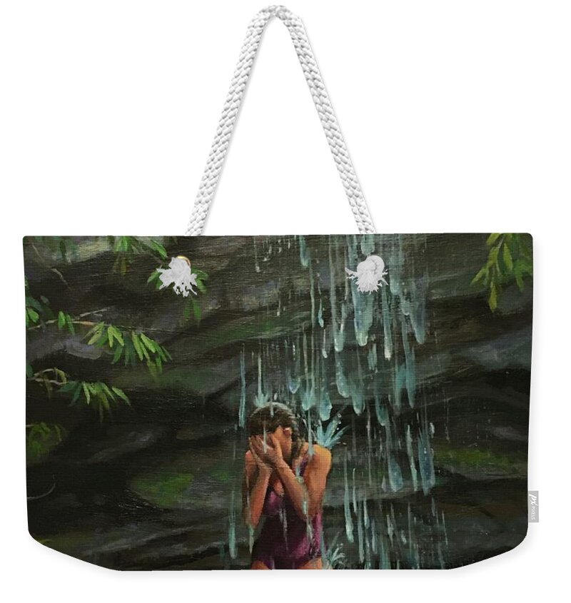 Water Weekender Tote Bag featuring the painting Falls by Don Morgan
