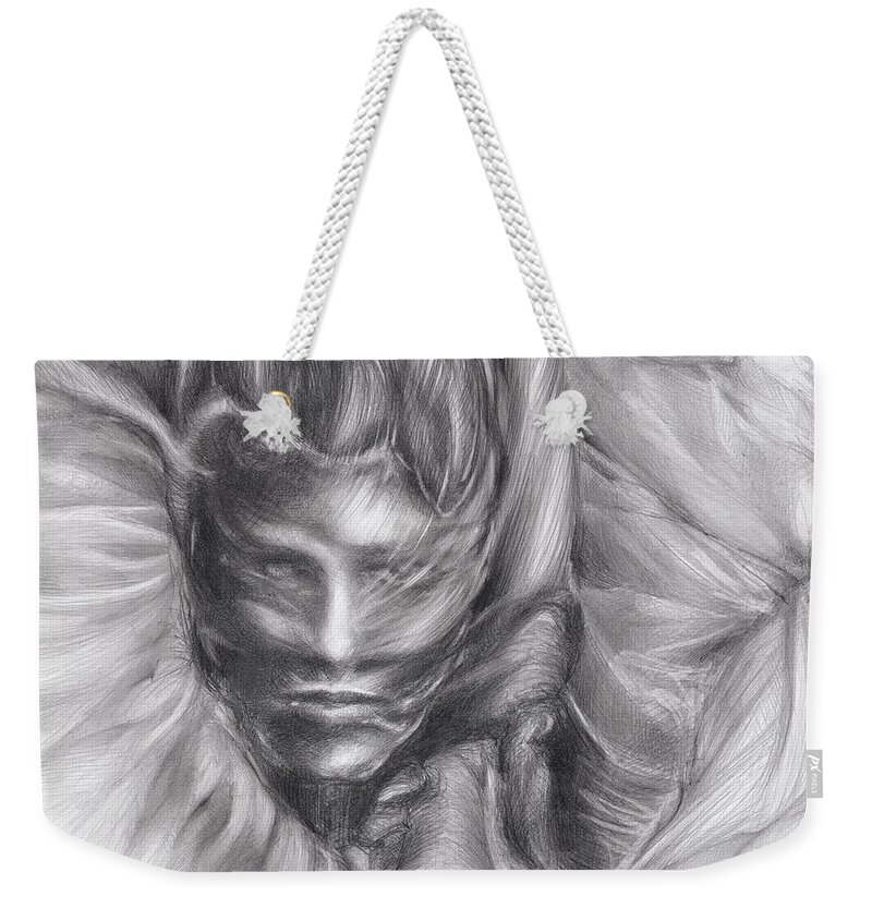 Female Weekender Tote Bag featuring the drawing Fantasma, pencil on paper by Adriana Mueller