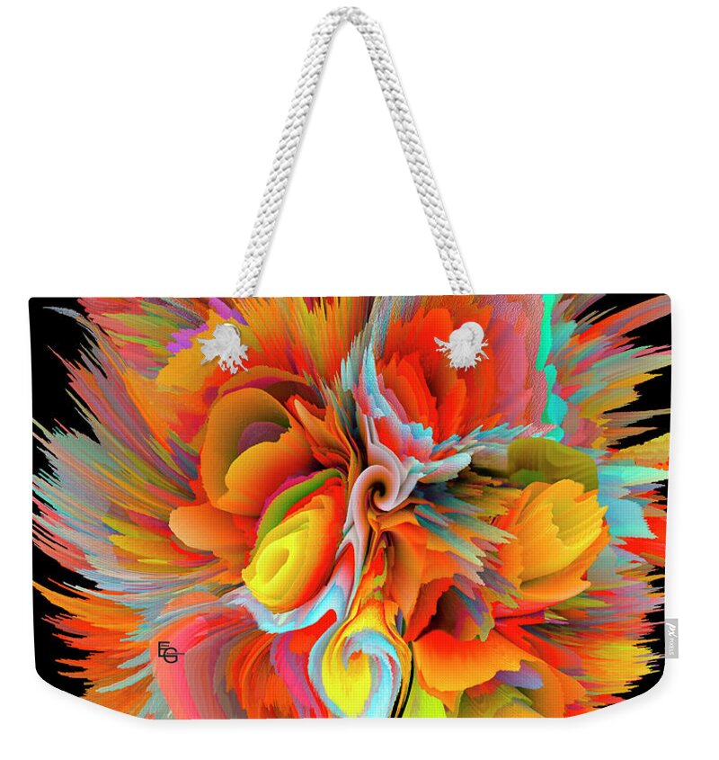 Flower Weekender Tote Bag featuring the mixed media Fantasy 01.03.2023 by Elena Gantchikova