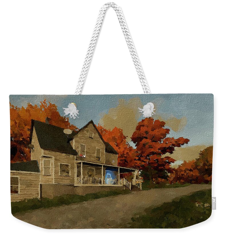 Farm Weekender Tote Bag featuring the painting Farm House by Charlie Roman
