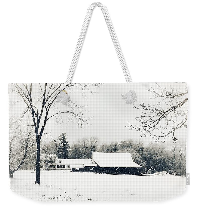Farm Weekender Tote Bag featuring the photograph Farm in Winter by Lois Lepisto