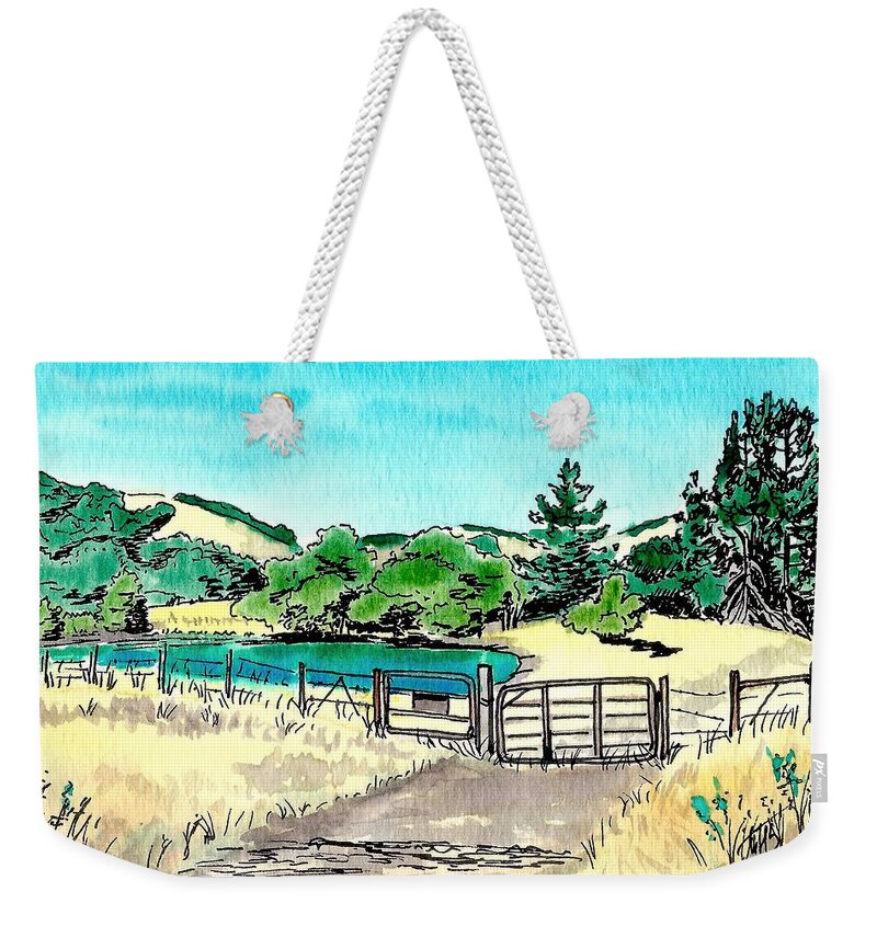 Tree Weekender Tote Bag featuring the painting Farm Landscape by Masha Batkova