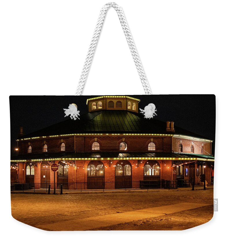 Night Photography Weekender Tote Bag featuring the photograph Farmer's Market by Karen Harrison Brown