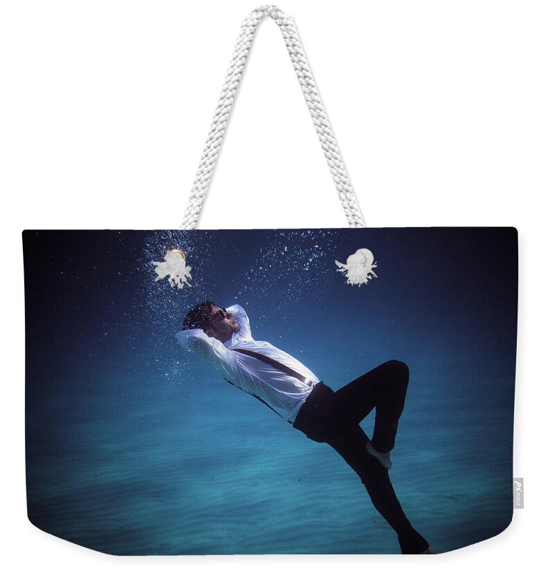 Underwater Weekender Tote Bag featuring the photograph Fashion Man by Gemma Silvestre