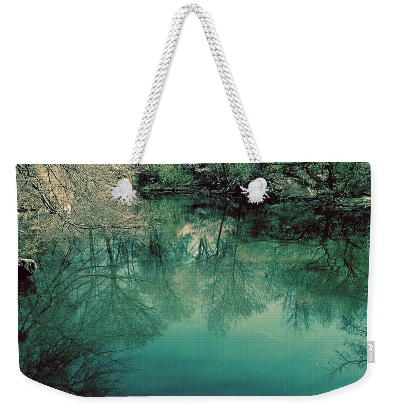  Weekender Tote Bag featuring the photograph Favorite Spot at Lake by Judy Frisk