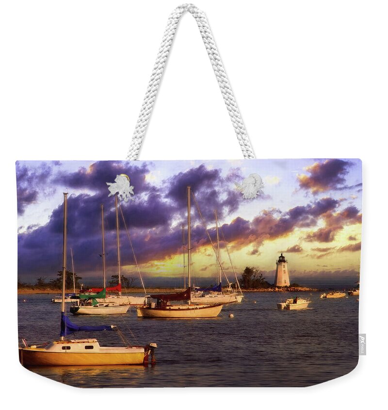 Fayerweather Island Lighthouse Weekender Tote Bag featuring the photograph Fayerweather Island Lighthouse - Bridgeport, CT by Joann Vitali