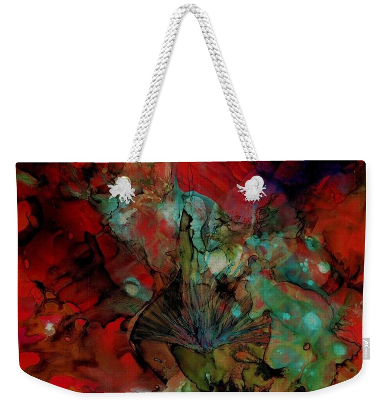 Alcohol Ink Weekender Tote Bag featuring the painting Fearless by Angela Marinari