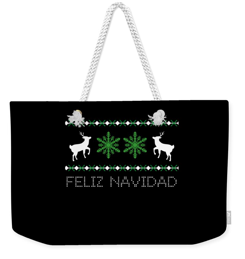 Christmas 2023 Weekender Tote Bag featuring the digital art Feliz Navidad by Flippin Sweet Gear