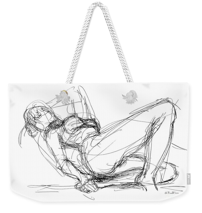 Female Erotic Drawings Weekender Tote Bag featuring the drawing Female Erotic Sketches 5 by Gordon Punt