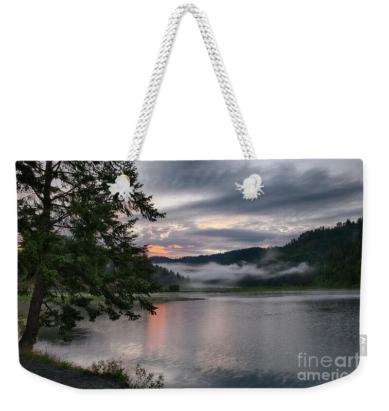 Coeur D'alene Weekender Tote Bag featuring the photograph Fernan Daybreak by Idaho Scenic Images Linda Lantzy