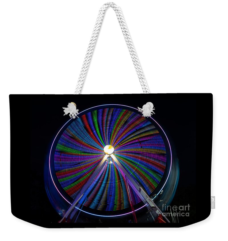 Ferris Wheel Weekender Tote Bag featuring the photograph Ferris Wheel at Night by L Bosco