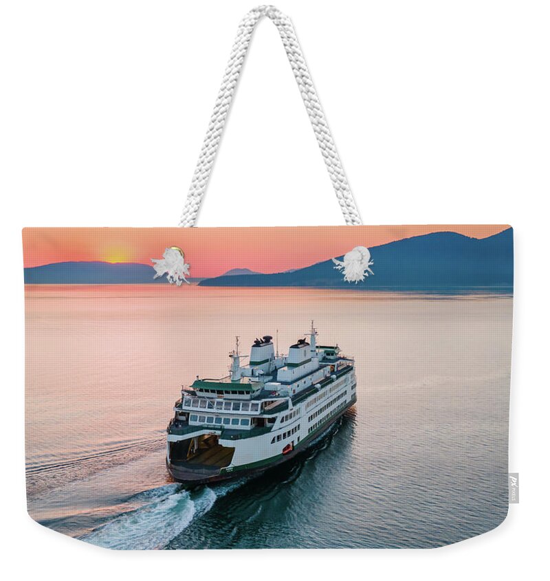 Sunset Weekender Tote Bag featuring the photograph Ferry Sunset by Michael Rauwolf