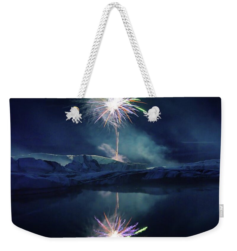 Fireworks Weekender Tote Bag featuring the photograph Fire and ice #2 by Christopher Mathews