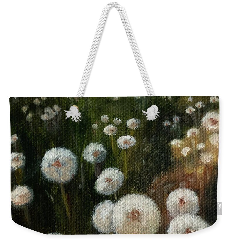 Dandelion Weekender Tote Bag featuring the painting Field of Wishes by Tracy Hutchinson