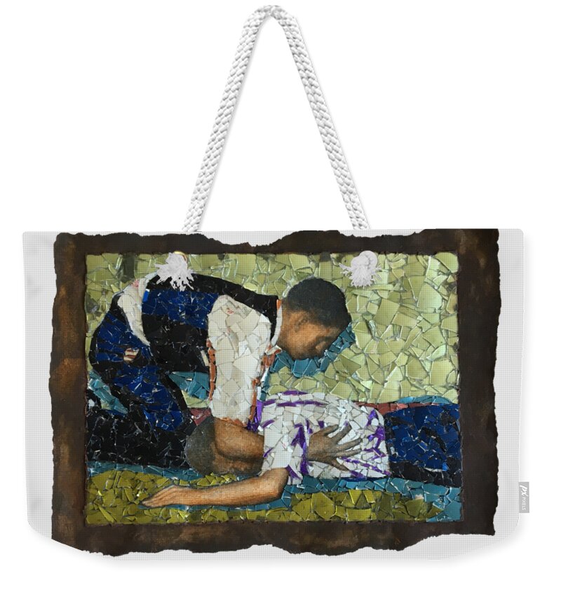 Glass Weekender Tote Bag featuring the mixed media Fig. 110 A. Fireman's carry. by Matthew Lazure