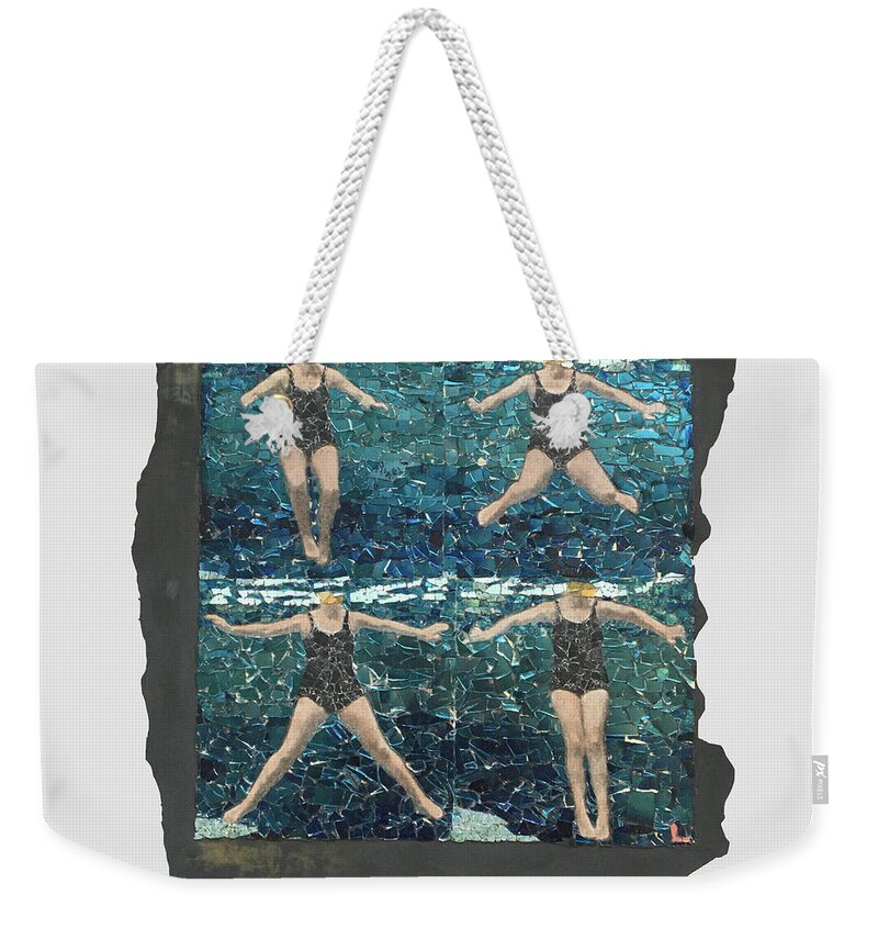 Mosaic Weekender Tote Bag featuring the mixed media Fig. 40. Treading water using breast stroke kick. by Matthew Lazure