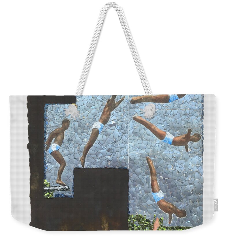 Mosaic Weekender Tote Bag featuring the mixed media Fig. 60. The swan dive. by Matthew Lazure