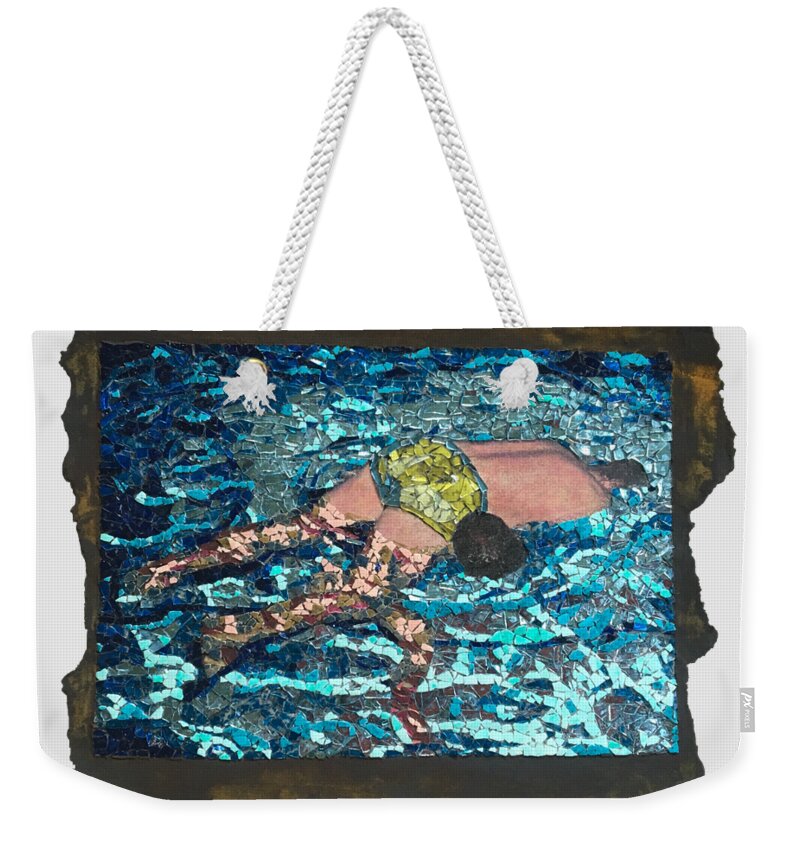 Glass Weekender Tote Bag featuring the mixed media Fig 94. Fireman's carry. Turning onto shoulders. by Matthew Lazure