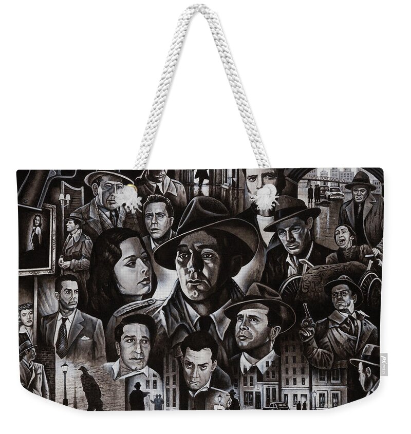 Robert Mitchem Weekender Tote Bag featuring the painting Film Noir 1950's by Michael Frank