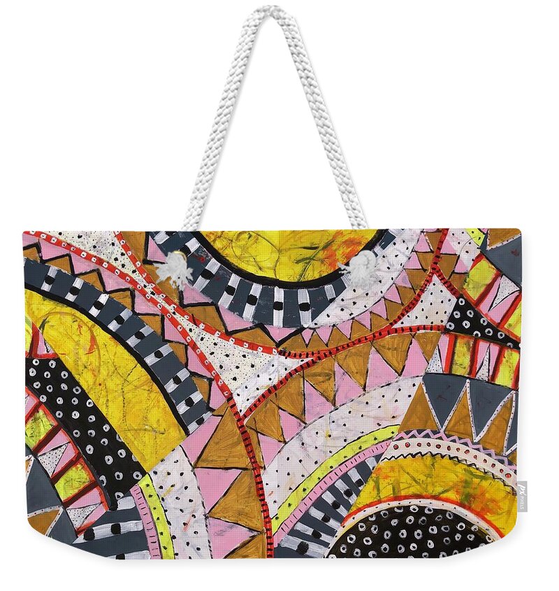 Cheerful Weekender Tote Bag featuring the painting Finale by Cyndie Katz