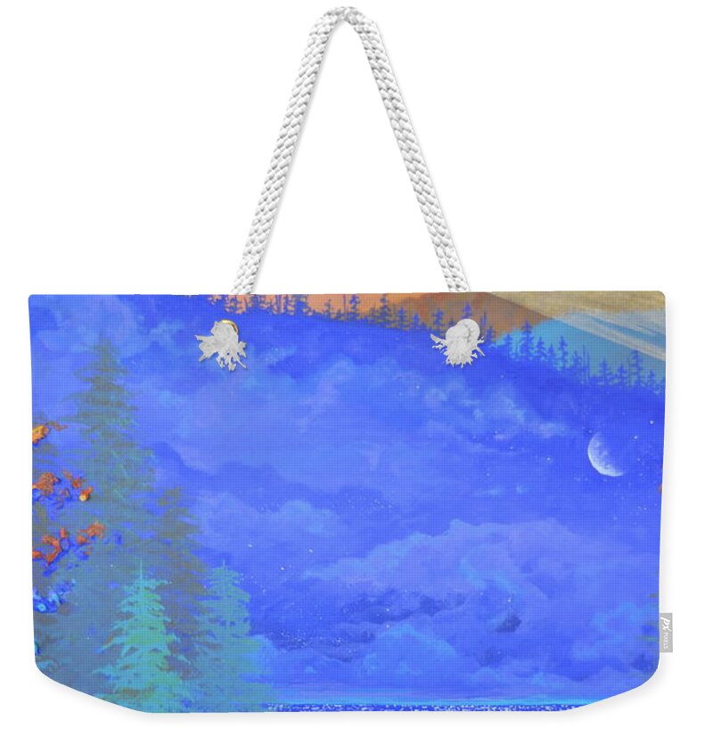 Sunrise Weekender Tote Bag featuring the painting Find Your Horizon - Fragment by Ashley Wright