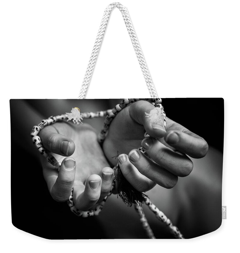 Nude Weekender Tote Bag featuring the photograph Fingers and Loops by Lindsay Garrett