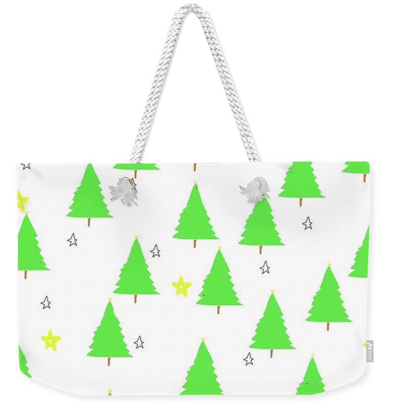 Trees Weekender Tote Bag featuring the digital art Fir Trees And Stars by Ashley Rice