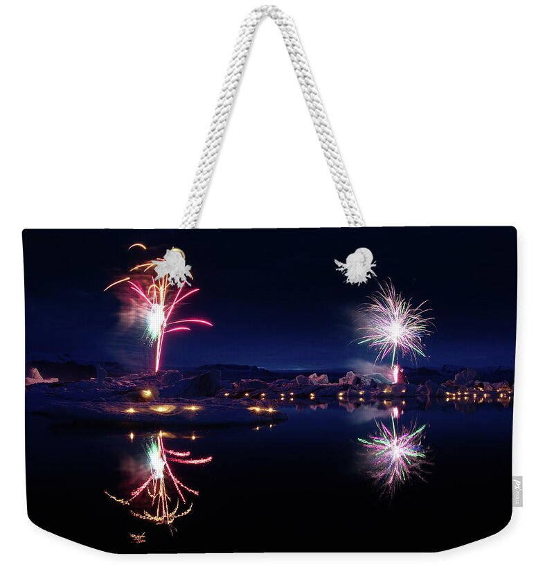 Fireworks Weekender Tote Bag featuring the photograph Fire and ice #8 by Christopher Mathews