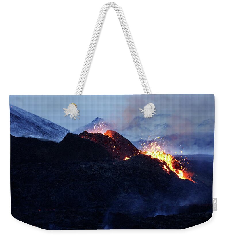 Volcano Weekender Tote Bag featuring the photograph Fire and ice #1 #1 by Christopher Mathews