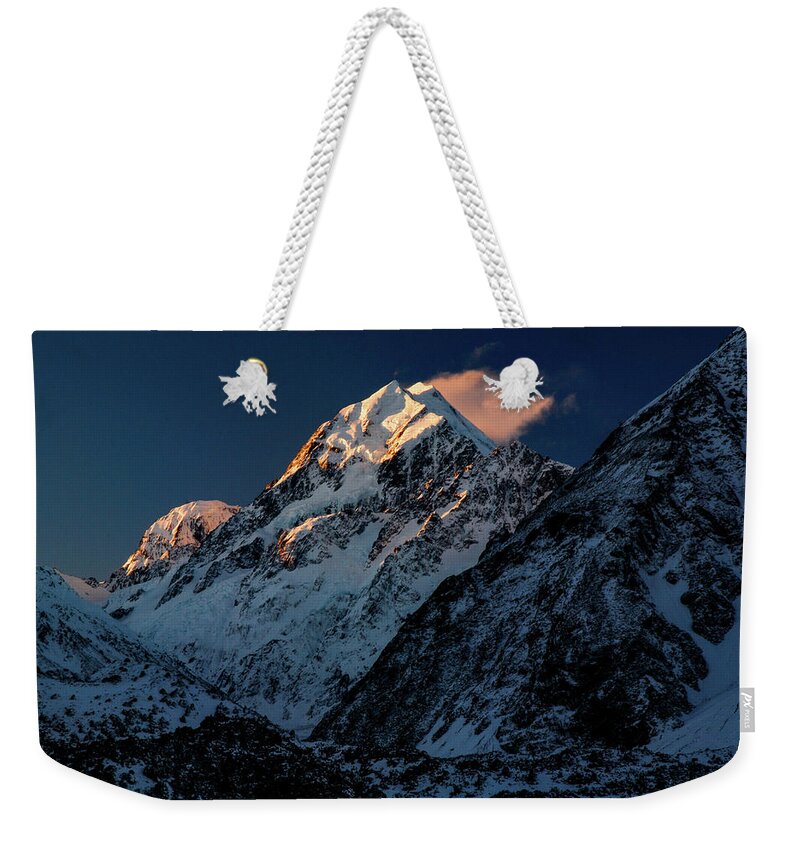 Mt Cook Weekender Tote Bag featuring the photograph Fire and Ice - Mount Cook National Park, South Island, New Zealand by Earth And Spirit