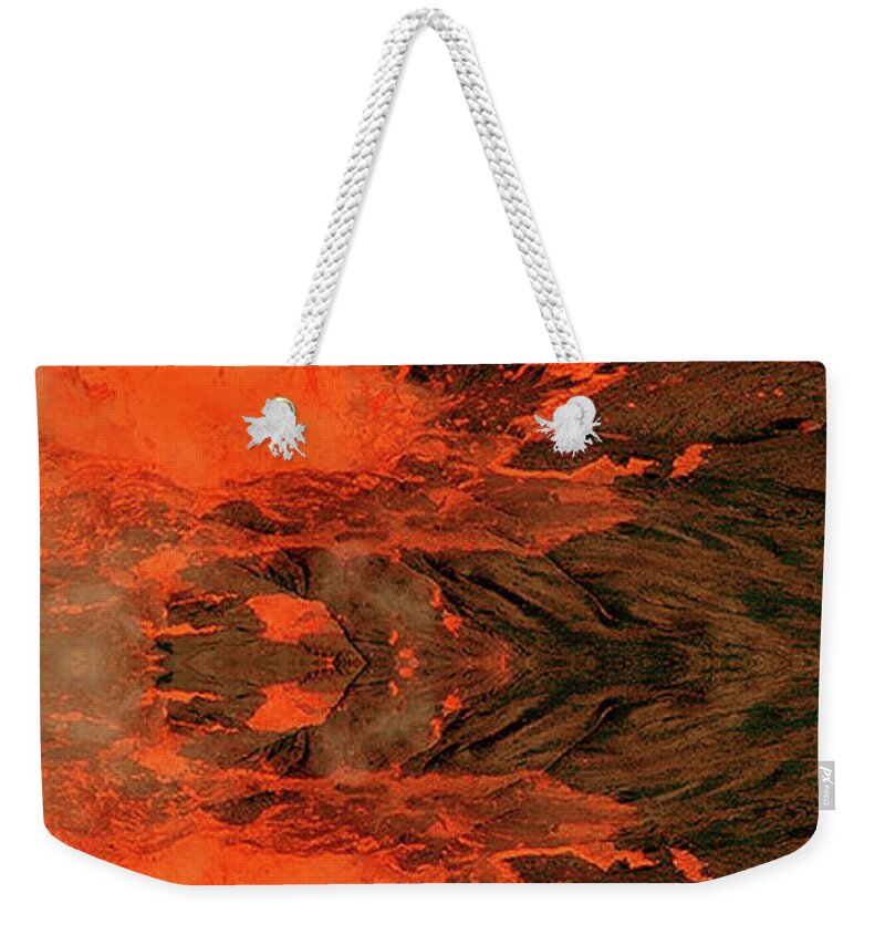 Fire Weekender Tote Bag featuring the painting II by John Gholson