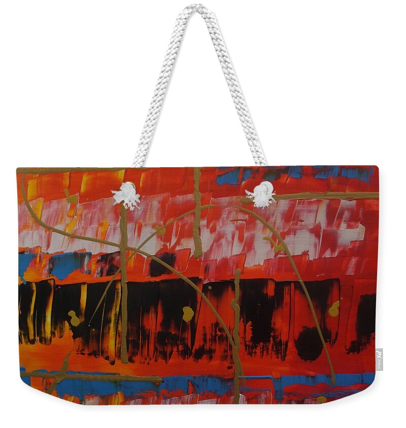 Fire Weekender Tote Bag featuring the painting Fire Storm by Jimmy Clark