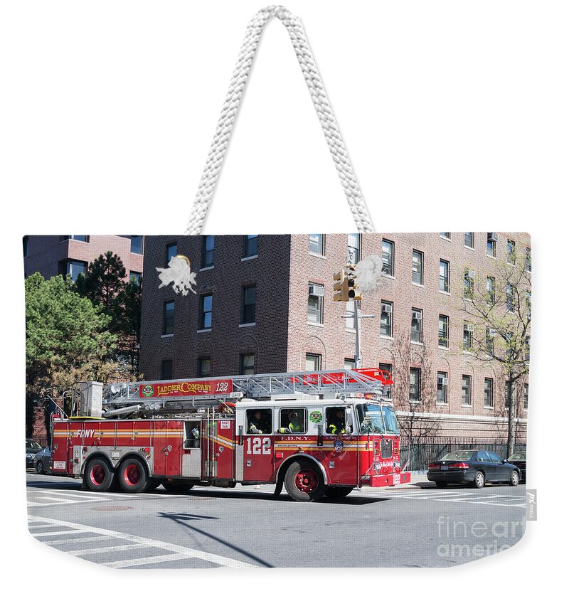 Truck Weekender Tote Bag featuring the photograph Fire Truck Brooklyn by Bryan Attewell