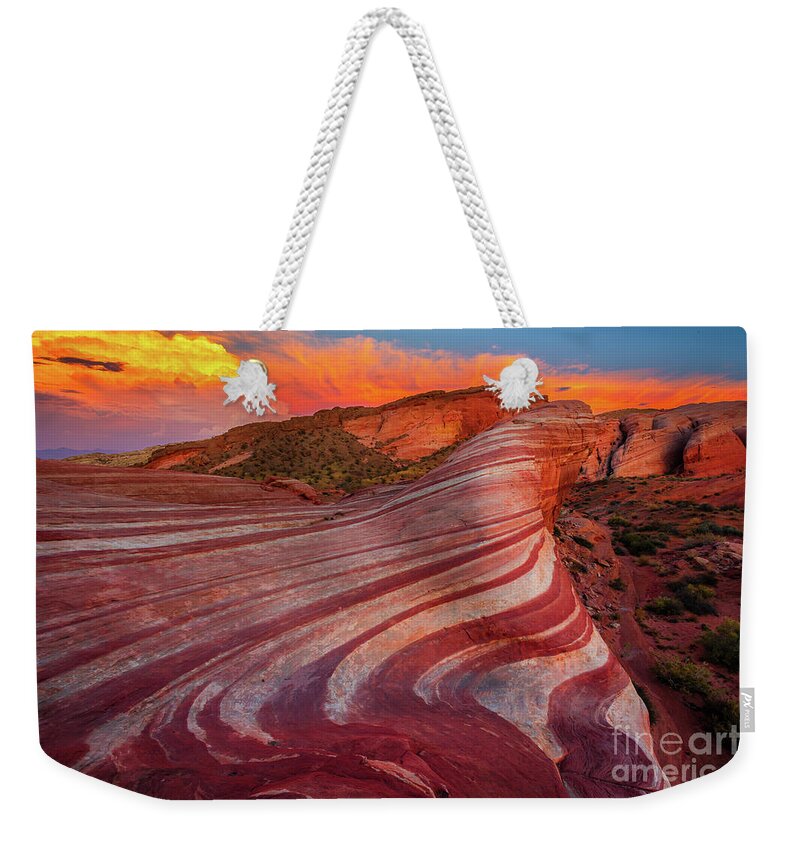 America Weekender Tote Bag featuring the photograph Fire Wave by Inge Johnsson