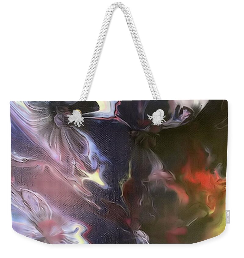 Fire Weekender Tote Bag featuring the painting Fire Within by Pour Your heART Out Artworks