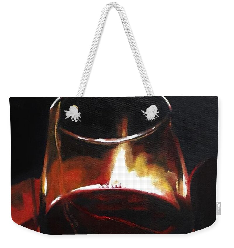 #covid 19 Weekender Tote Bag featuring the painting Fireside Rhapsody by Sharon Duguay