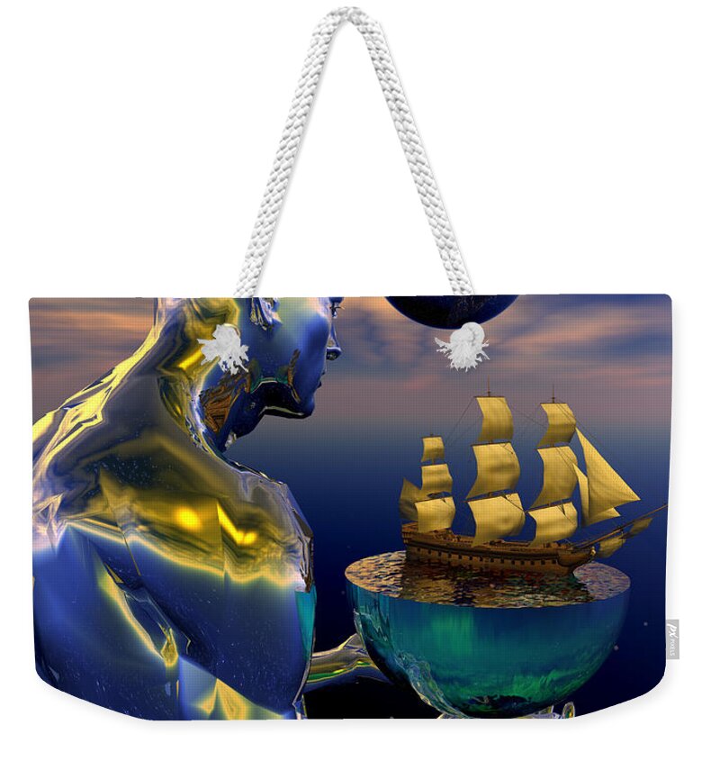 Bryce Weekender Tote Bag featuring the digital art First alien abduction by Claude McCoy