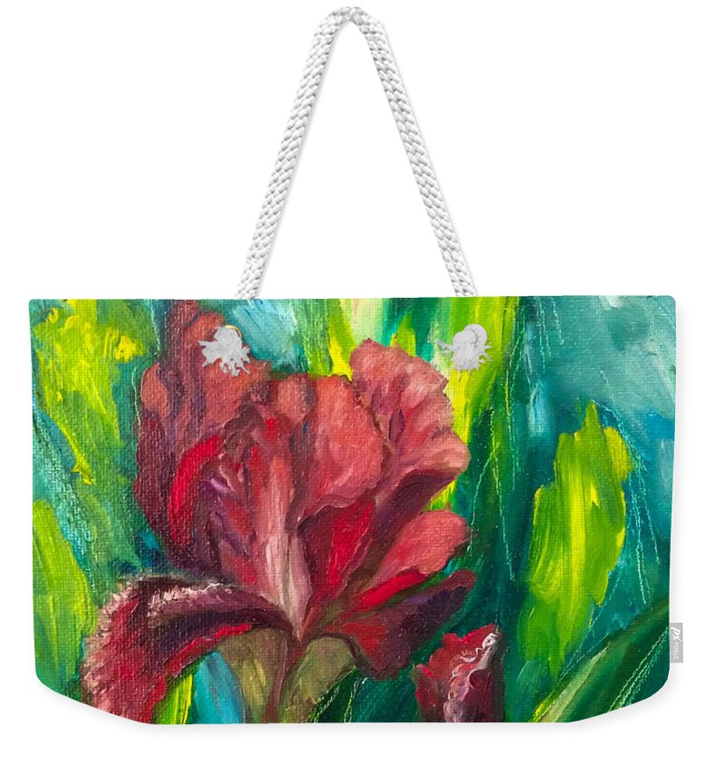 Oil Painting Weekender Tote Bag featuring the painting First Bloom by Sherrell Rodgers