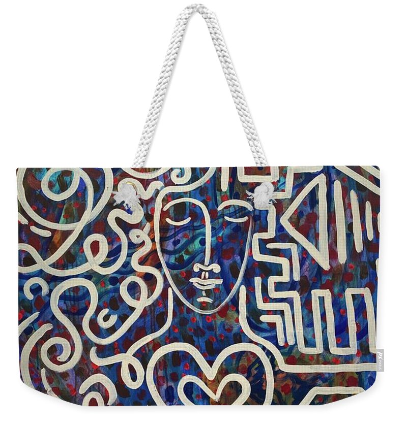 #thinking #inventing #idea #creativity #solution Weekender Tote Bag featuring the painting First Grasp by Sylvia Becker-Hill