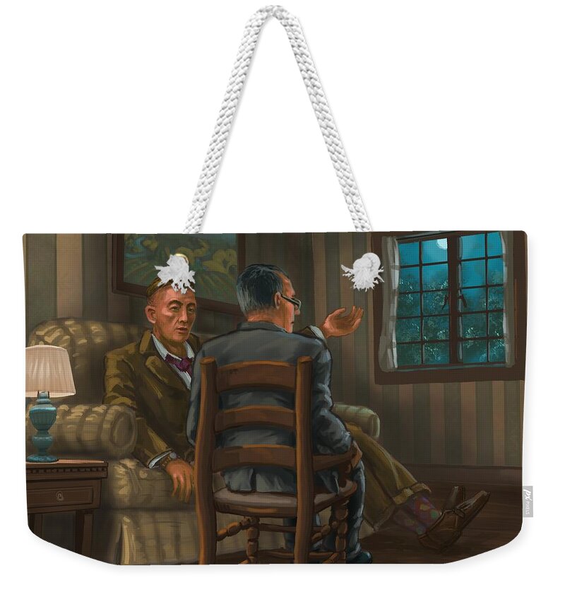 Aa Alcoholics Anonymous Weekender Tote Bag featuring the digital art First Meeting by Don Morgan