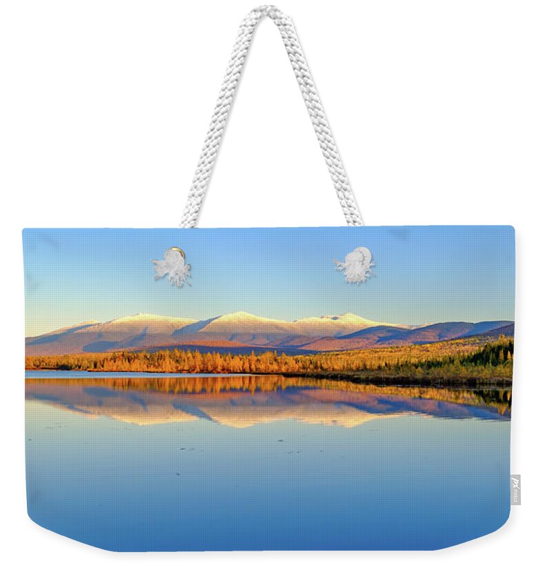 New Hampshire Weekender Tote Bag featuring the photograph First Snow On the Presidential Range 2 by Jeff Sinon