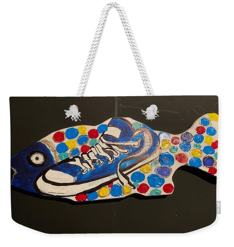  Weekender Tote Bag featuring the mixed media Fish by Angie ONeal