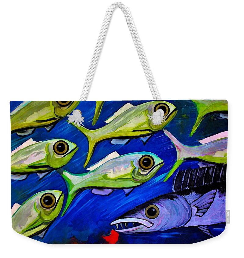 School Of Fish Weekender Tote Bag featuring the painting Fish Ball by Joan Stratton
