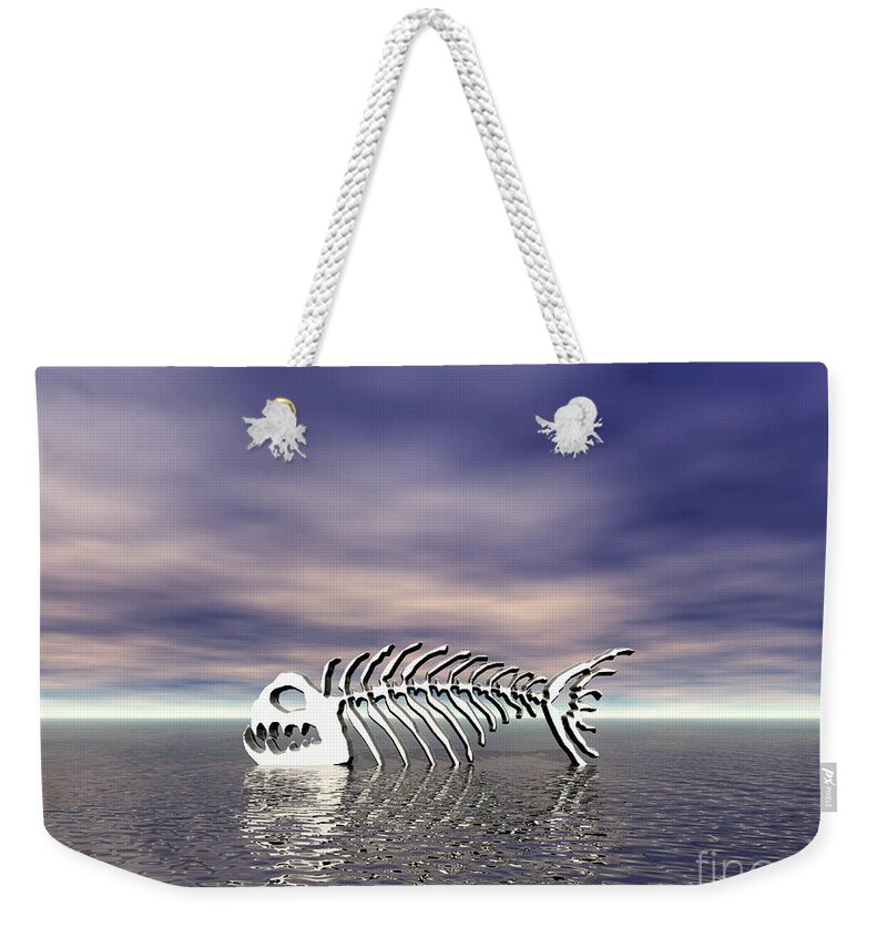 Fish Weekender Tote Bag featuring the digital art Fish Bones by Phil Perkins