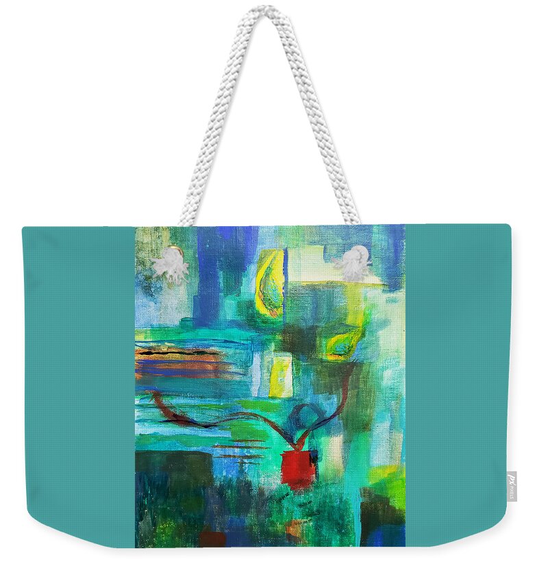 Abstract Weekender Tote Bag featuring the painting Fish Eyed by Christine Bolden