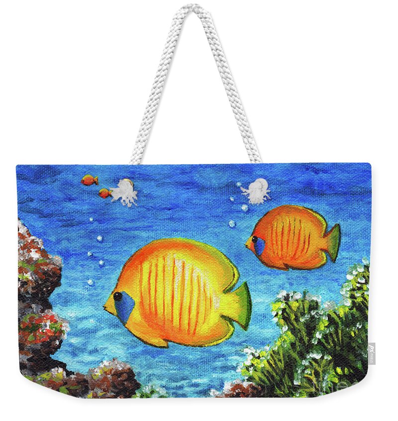 Fish Weekender Tote Bag featuring the painting Fish by Lucie Dumas