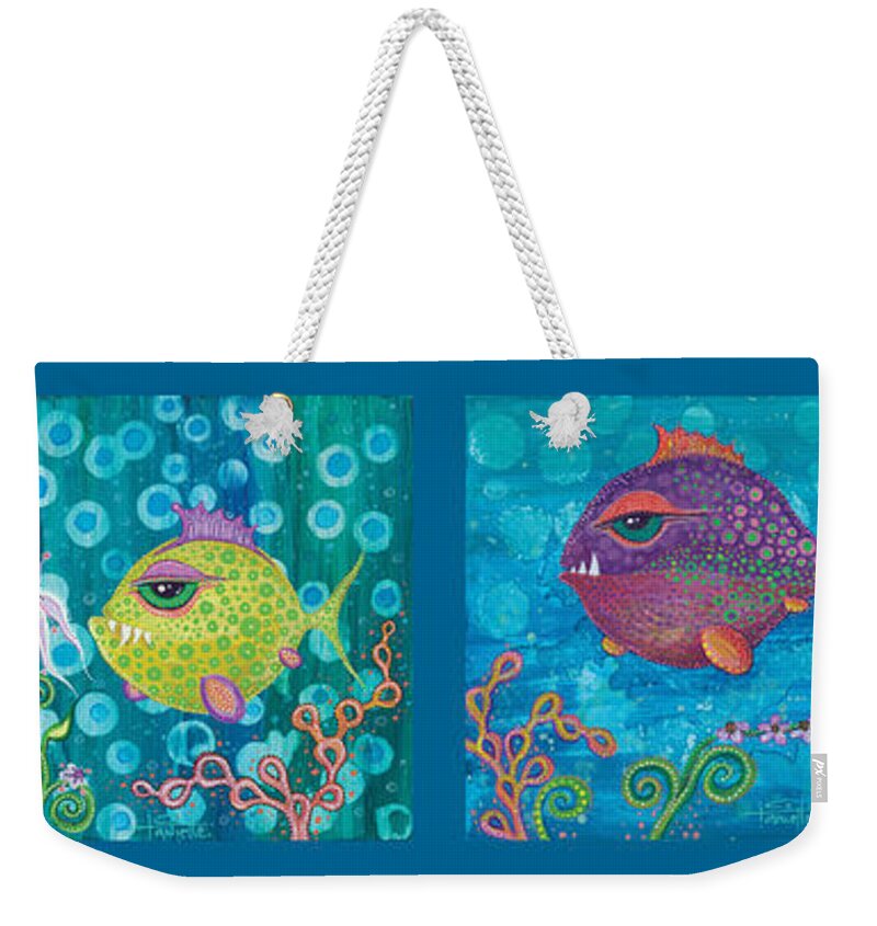 Fish School Weekender Tote Bag featuring the digital art Fish School by Tanielle Childers